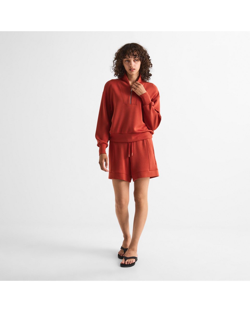 Varley Red Fleece Jogger Shorts