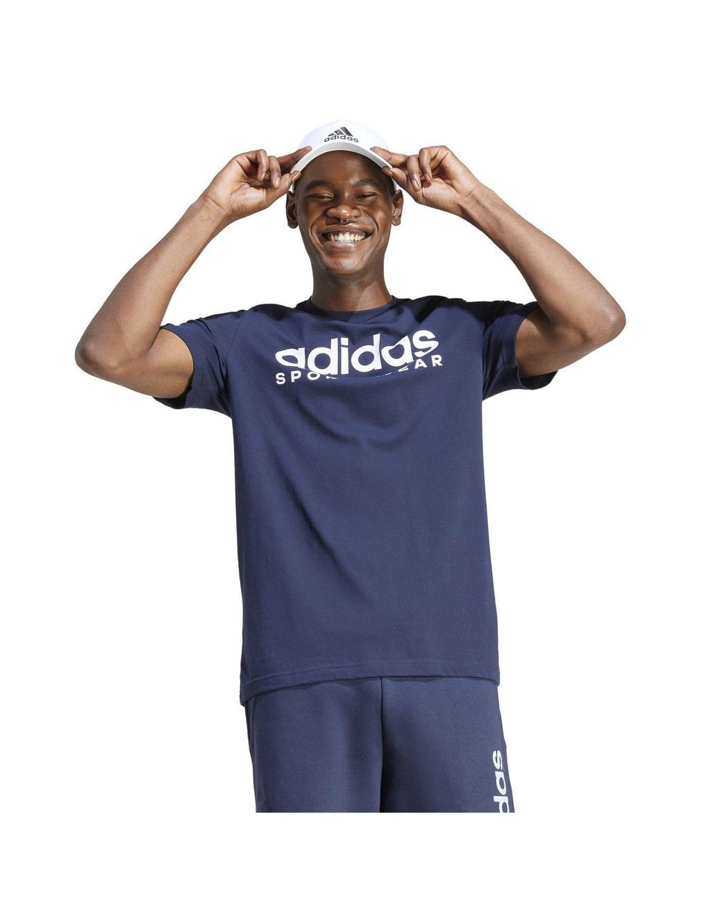 Adidas Blue Graphic Logo T-Shirt for men