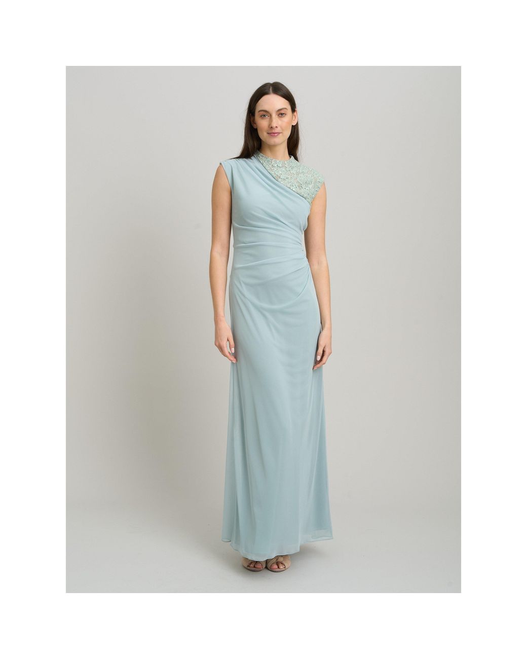 Gina Bacconi Blue Carter Lace Detail Maxi Dress