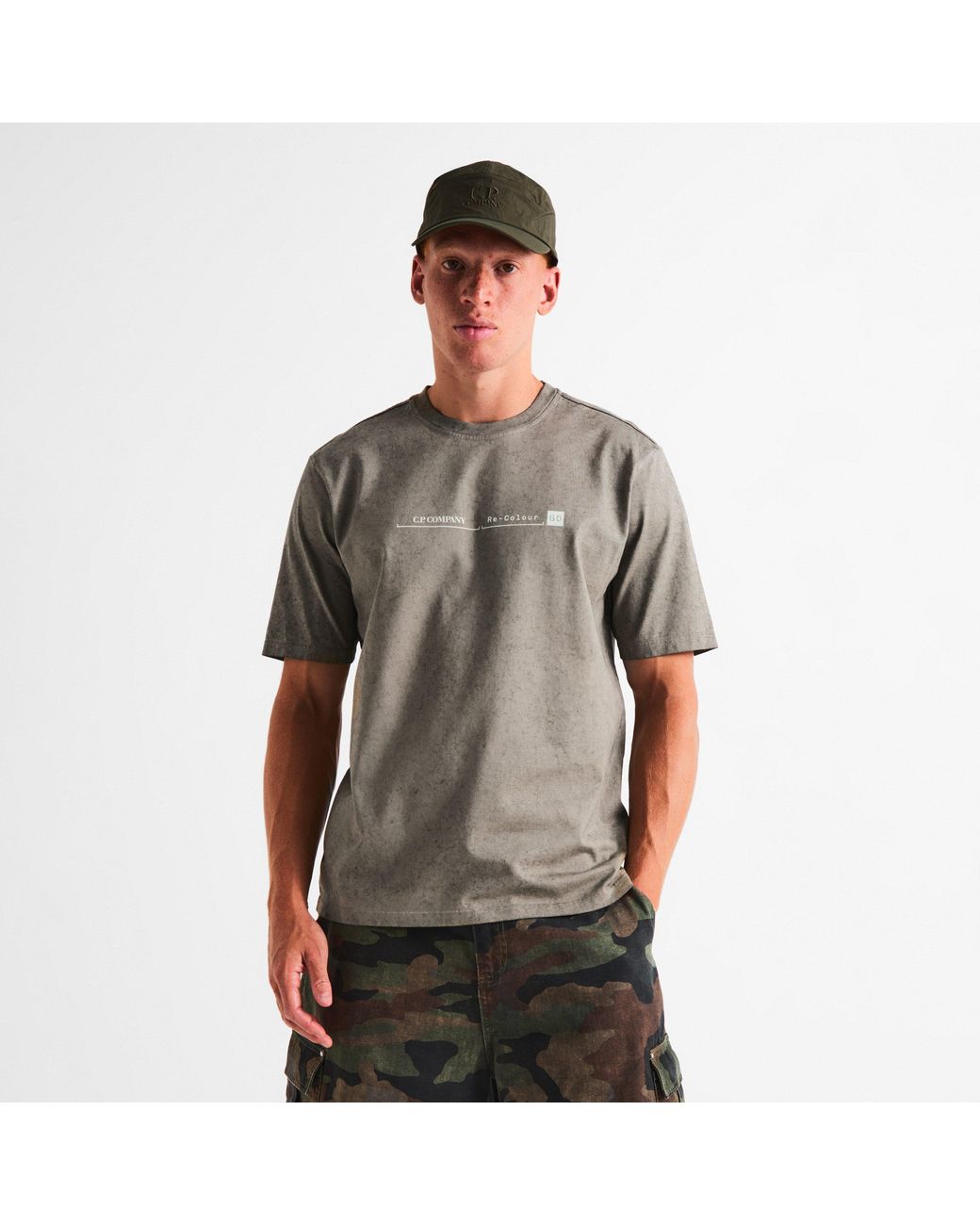 C P Company Gray Re-Colour Cotton Short-Sleeve Crew-Neck T-Shirt for men