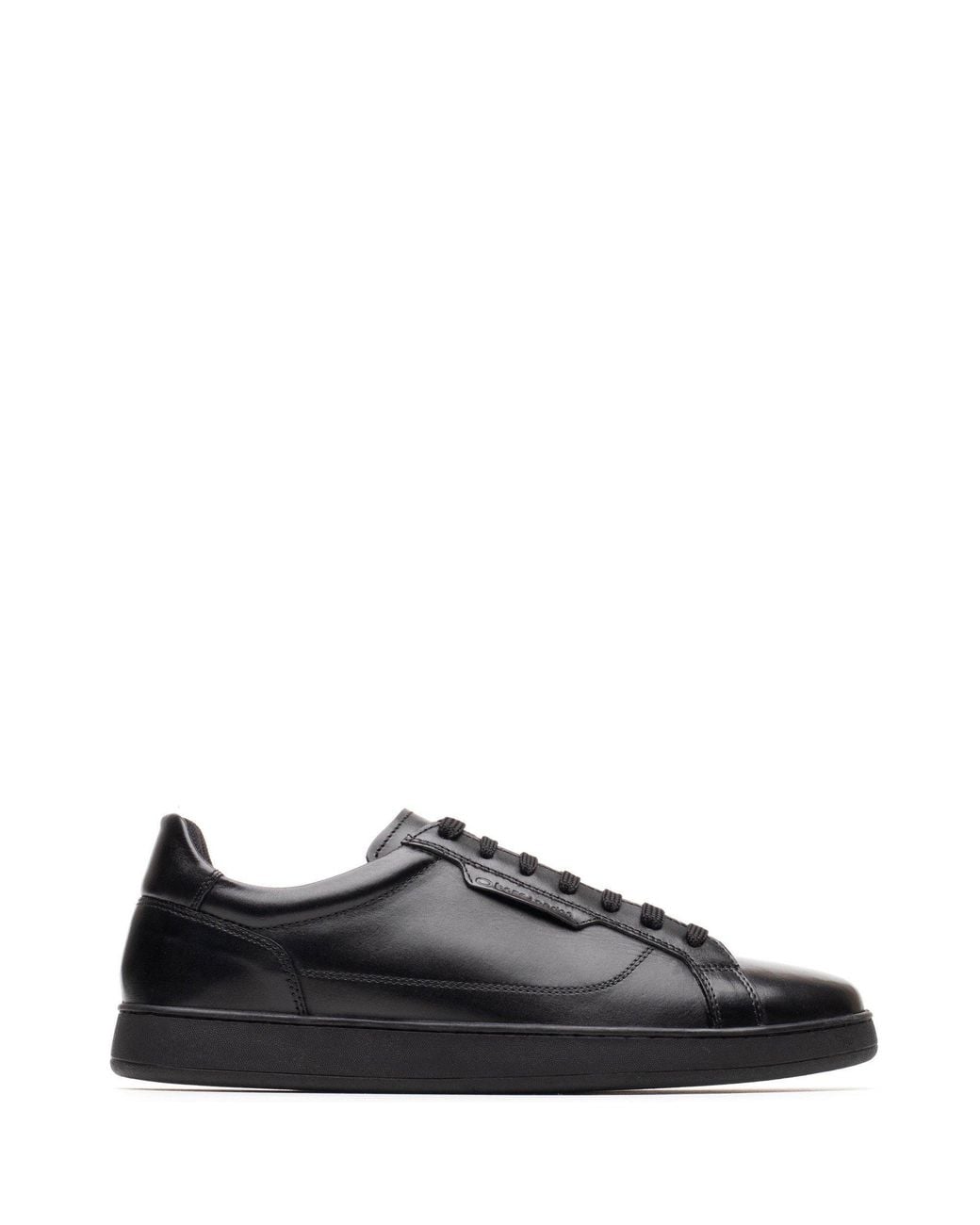 Base London Black Zammo Leather Lace-Up Low-Top Trainers for men