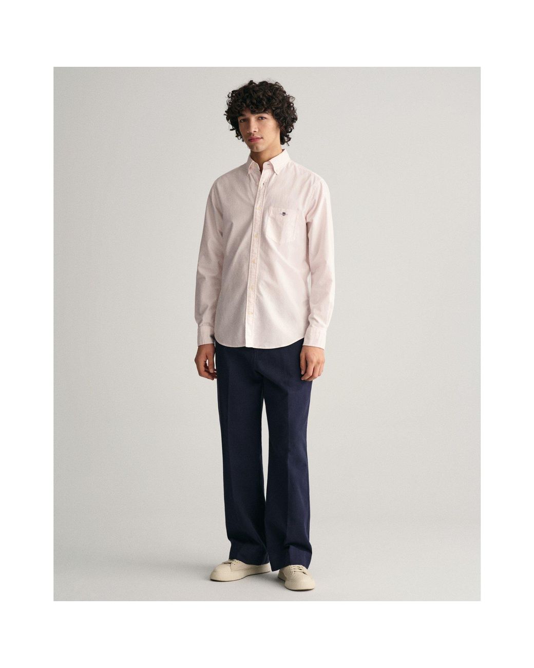 Gant Natural Banker Stripe Cotton Long Sleeve Oxford Shirt for men