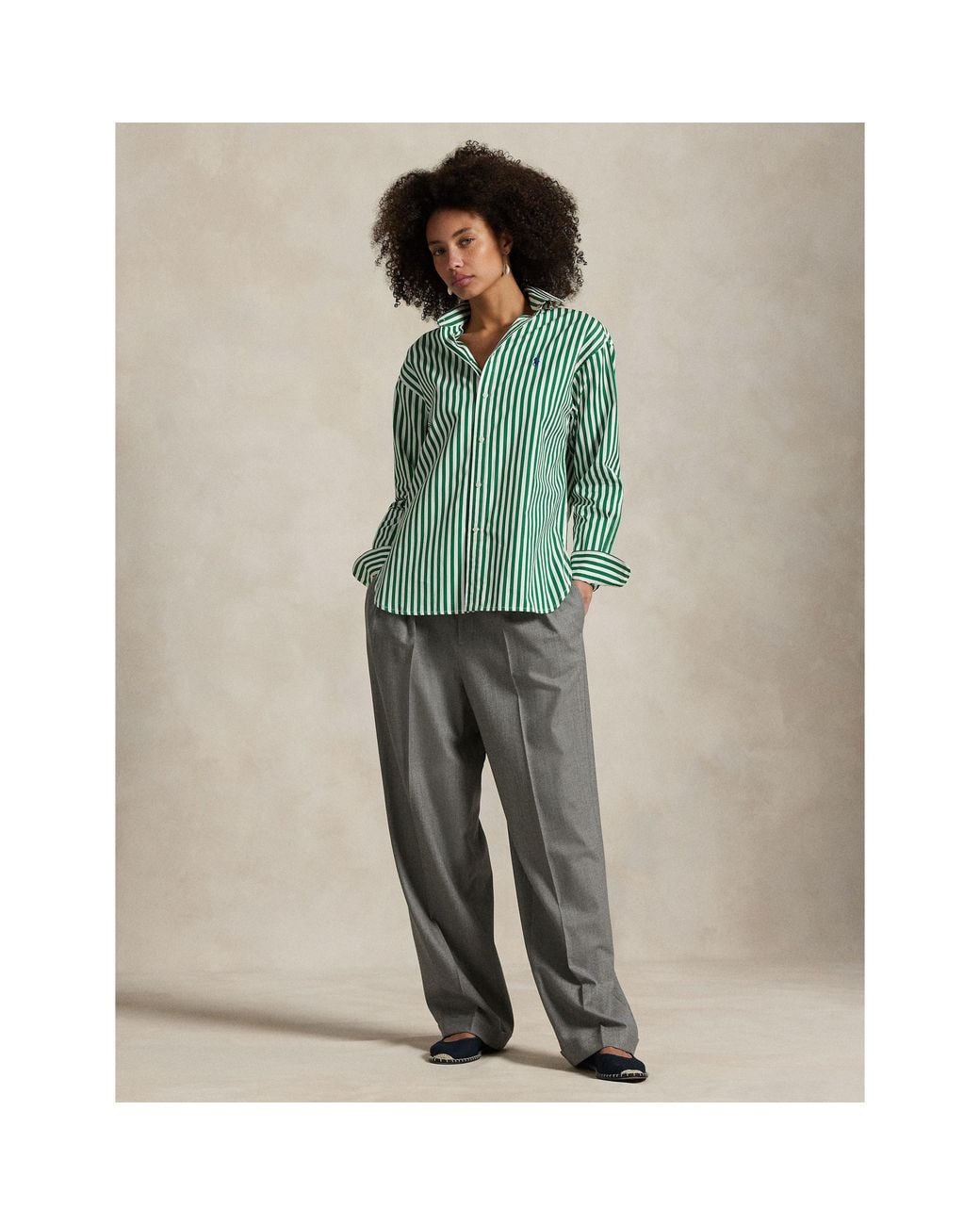 Polo Ralph Lauren Green Stripe Long Sleeve Patterned Shirt