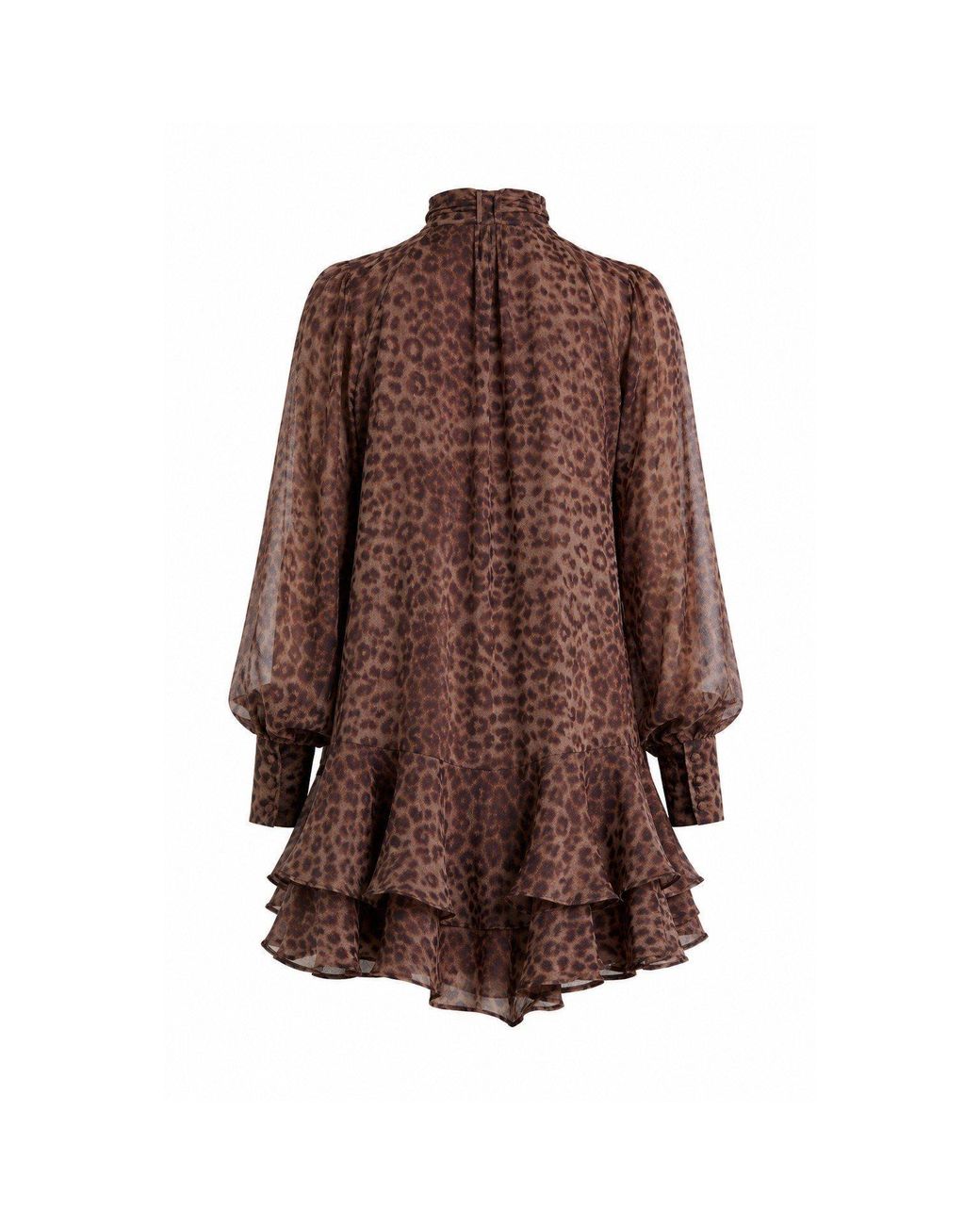 Bardot Brown Adrie Leopard Print Long-Sleeve Lyocell Mini Dress