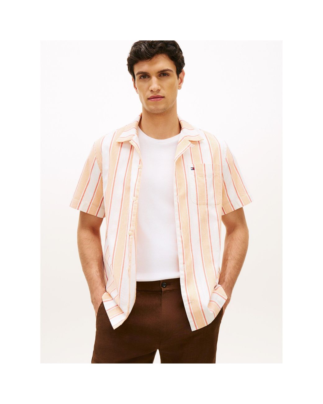 Tommy Hilfiger Pink Patterned Short Sleeve Shirt for men