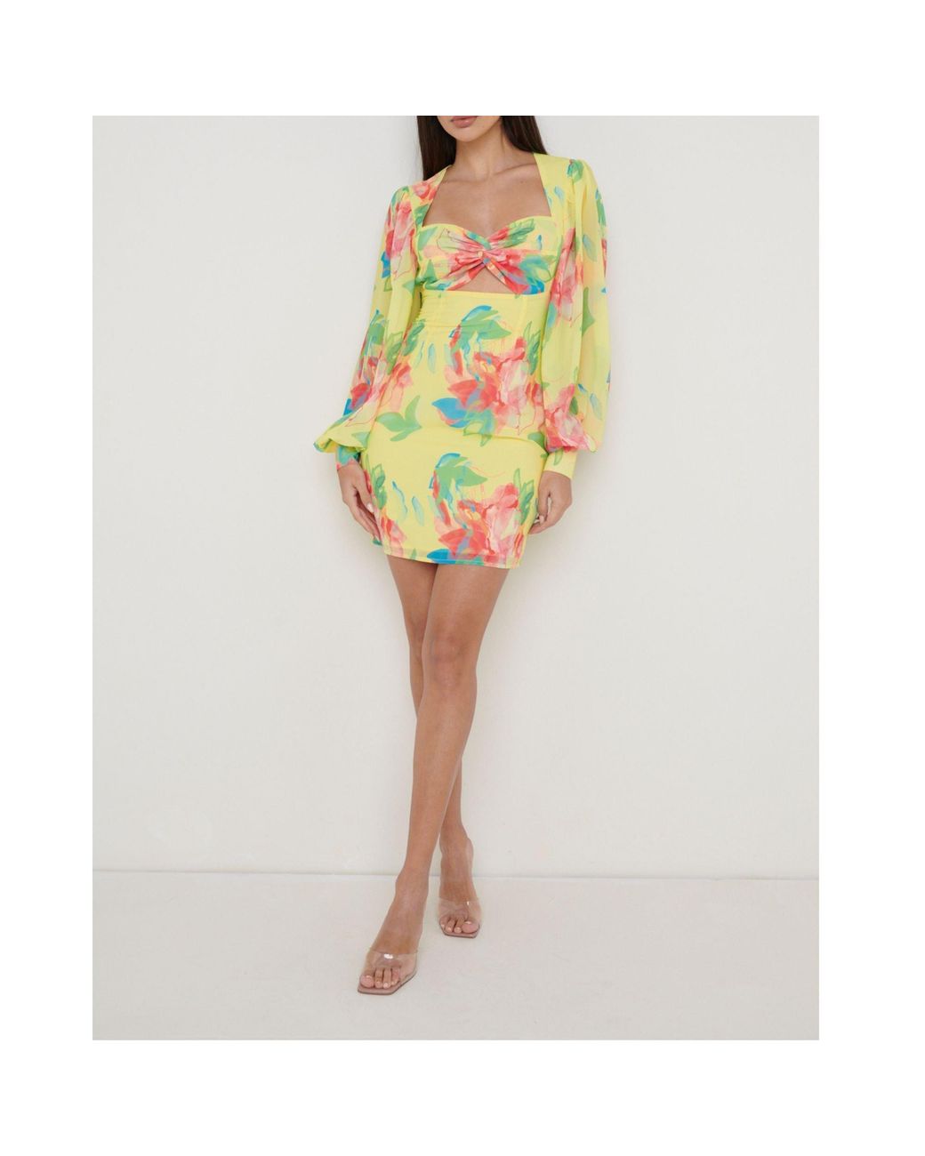 Pretty Lavish Yellow Anais Cut Mini Dress