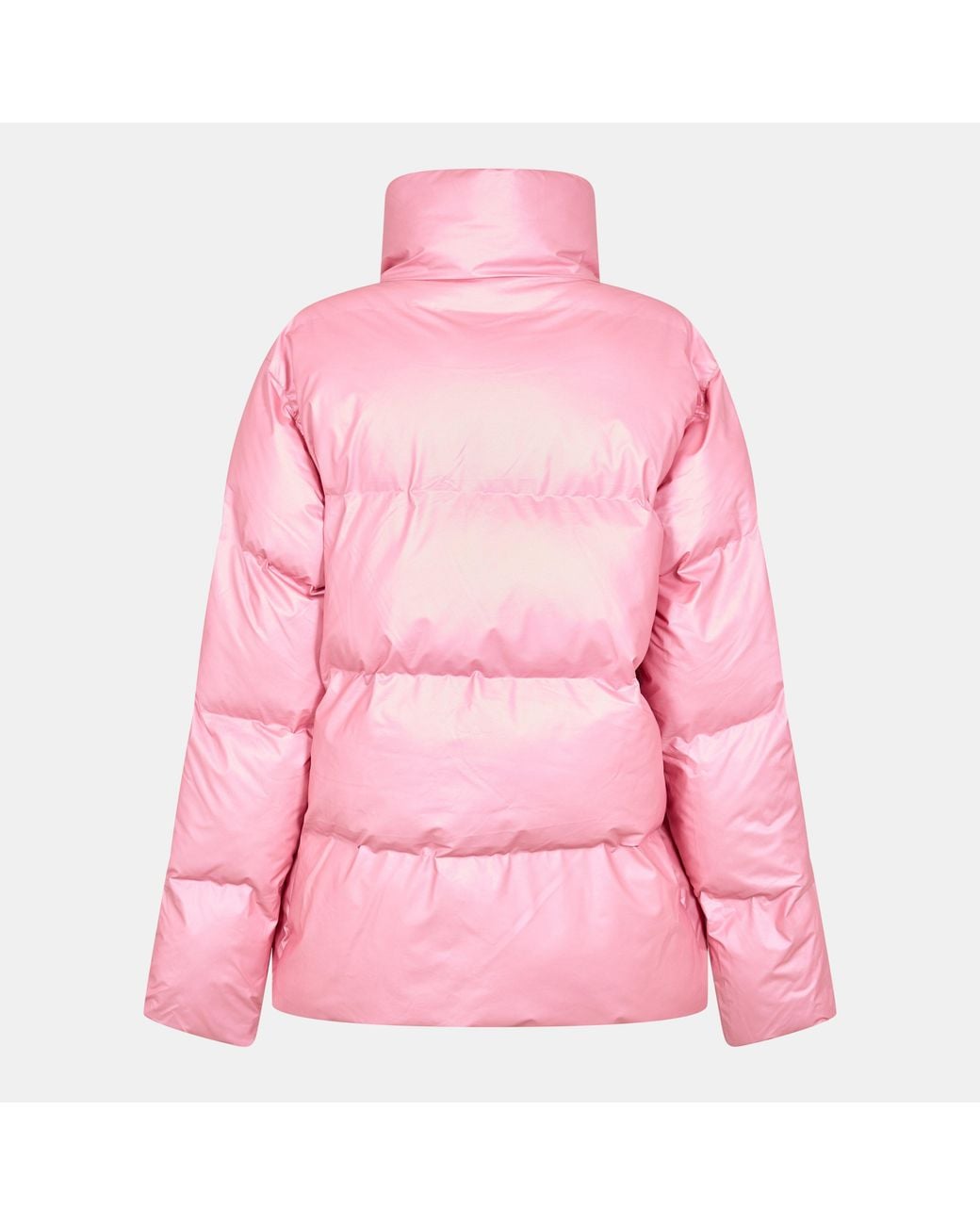 Rains Pink Boxy Medium Puffer Jacket