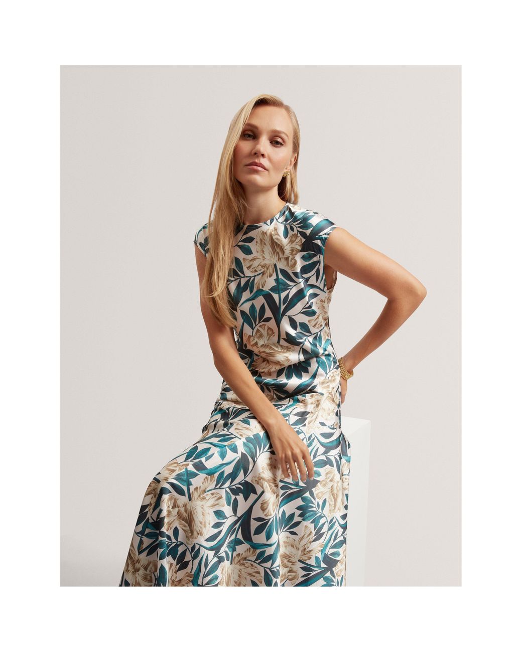 Ted Baker Blue Print Sleeveless Tea Dress