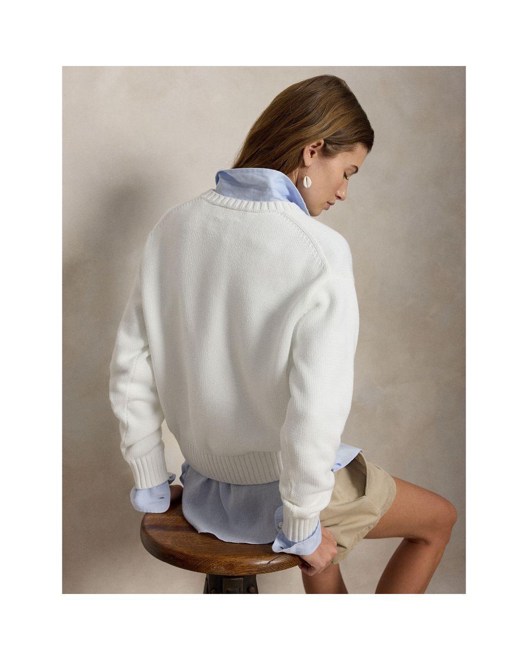 Polo Ralph Lauren White Crew Neck Jumper