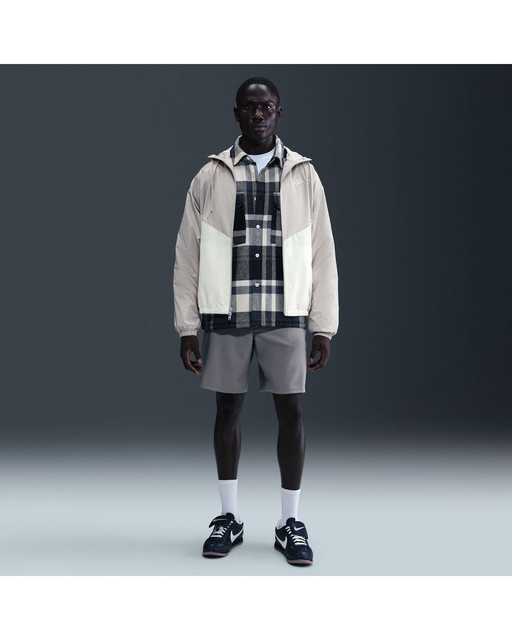 Nike Gray Sportswear Windrunner Hooded Jacket for men