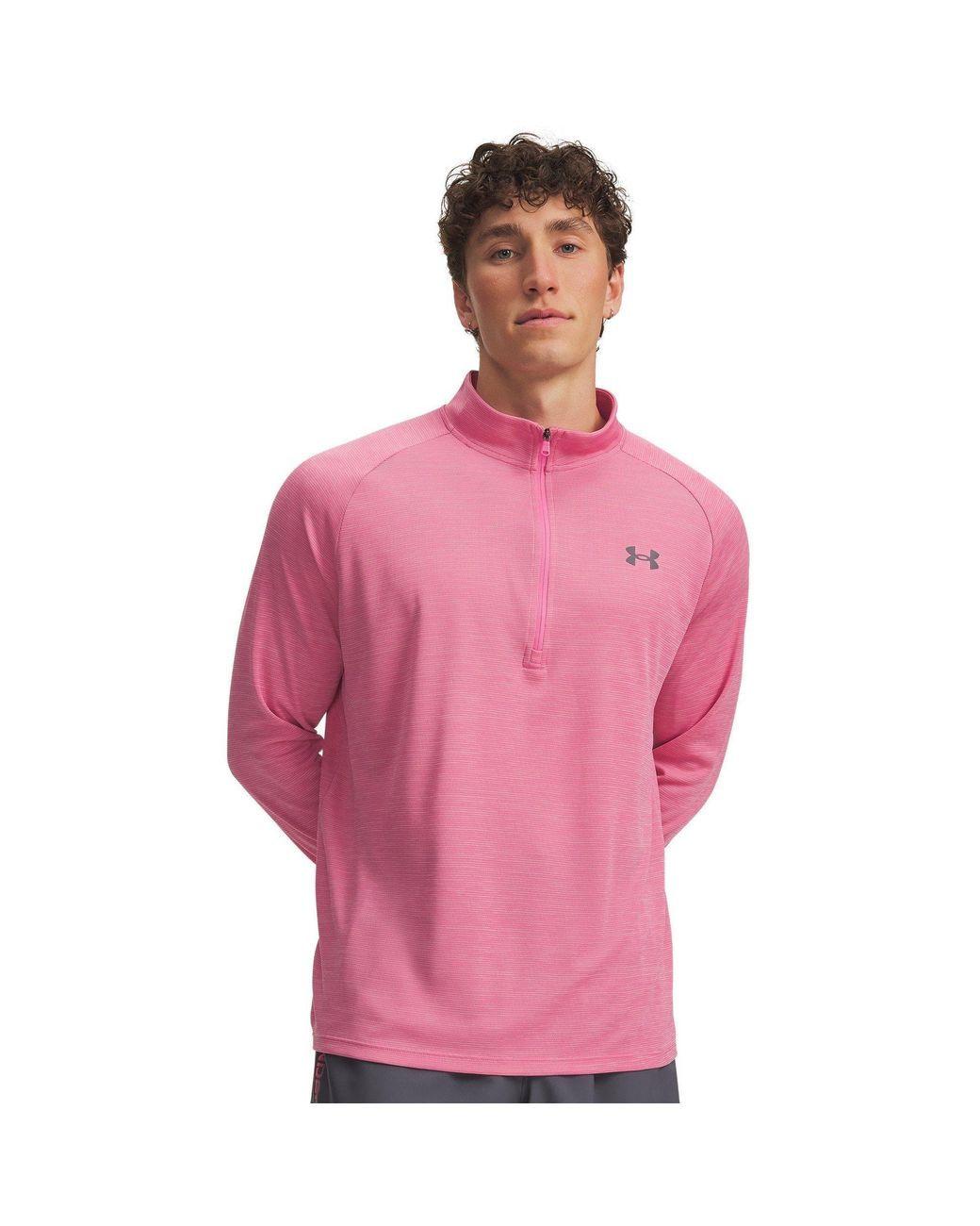 Under Armour Pink Tech ½ Zip Long Sleeve for men