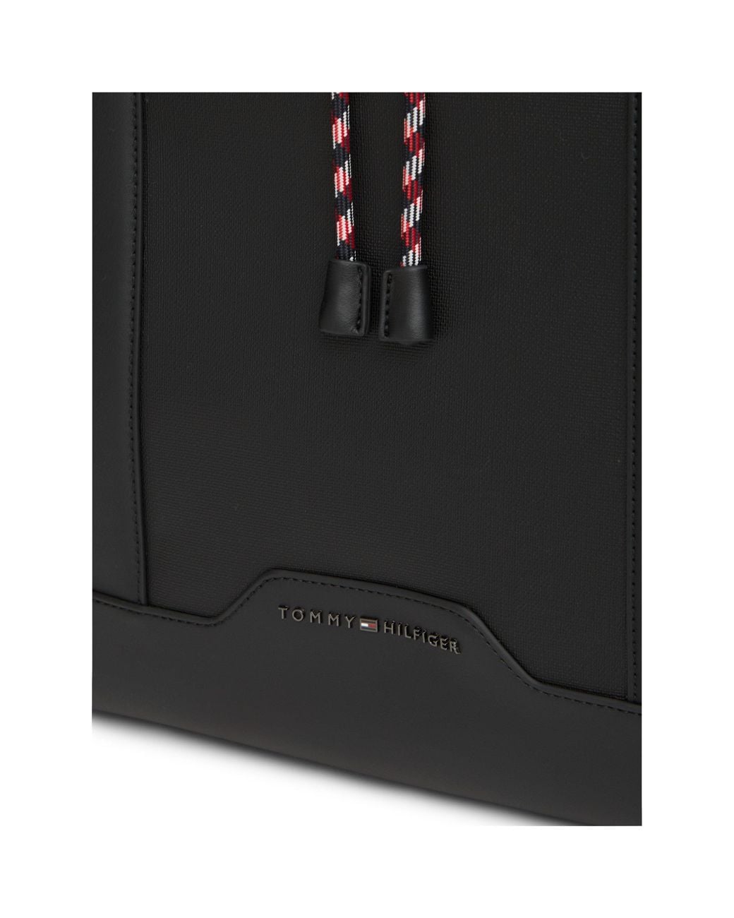 Tommy Hilfiger Black Texture Flap Over Backpack