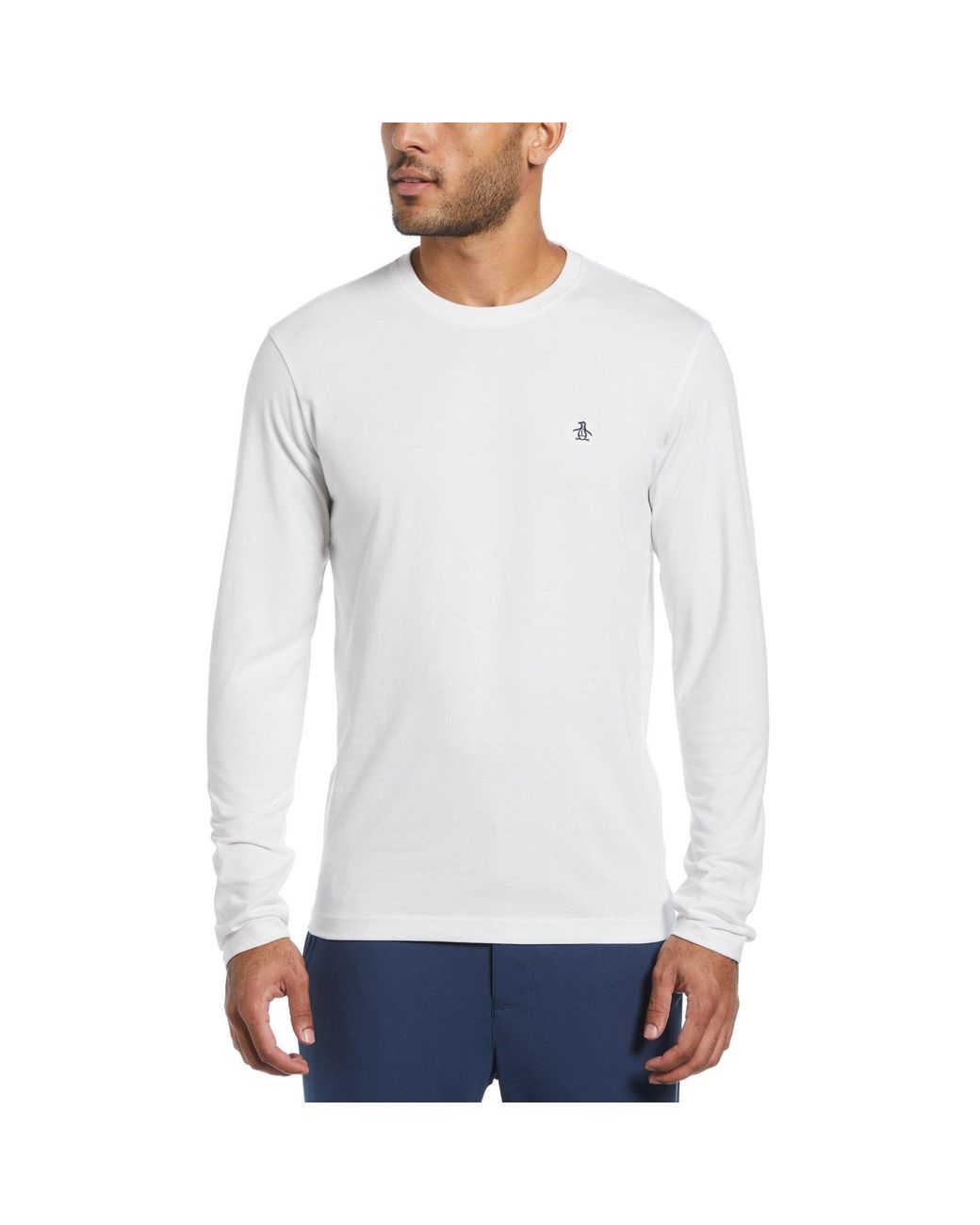 Original Penguin White Original Long Sleeve Crew T Shirt for men