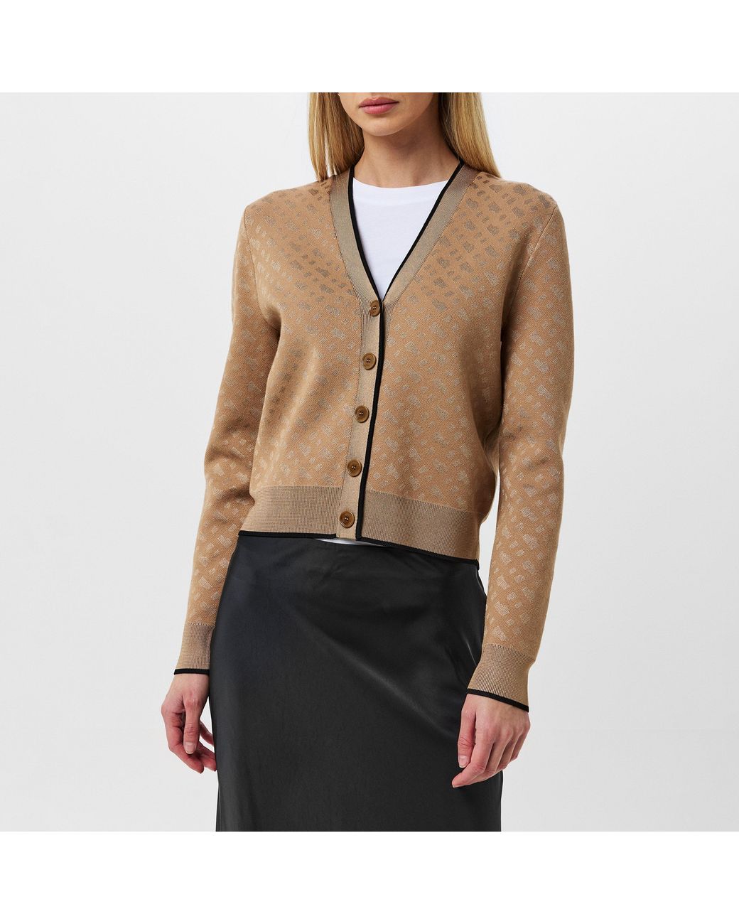 Boss Natural Double-B Monogram Knitted Cardigan