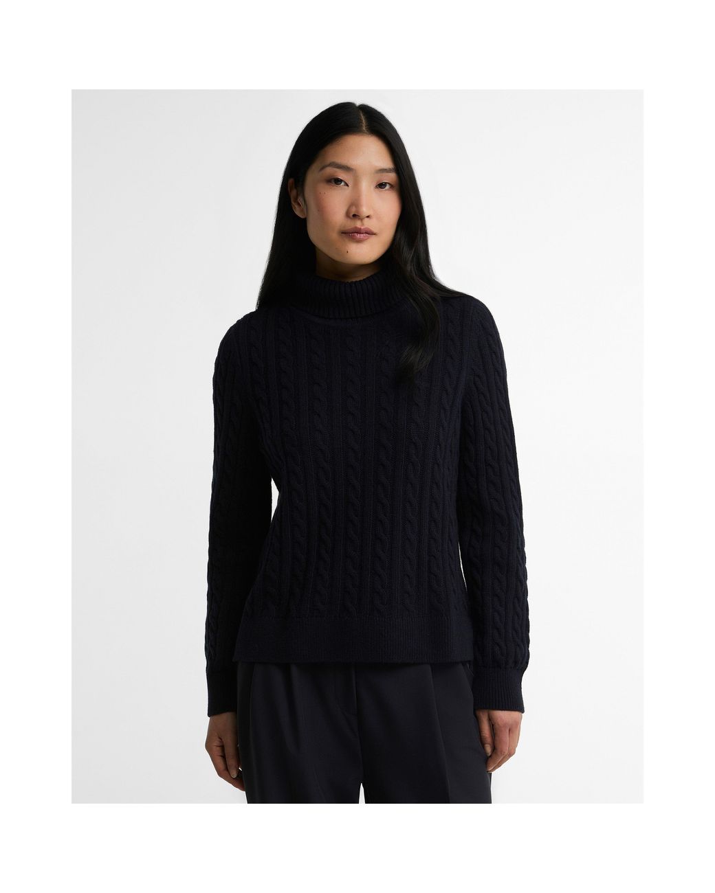 Barbour Black Ambleside Wool Cable-Knit Jumper
