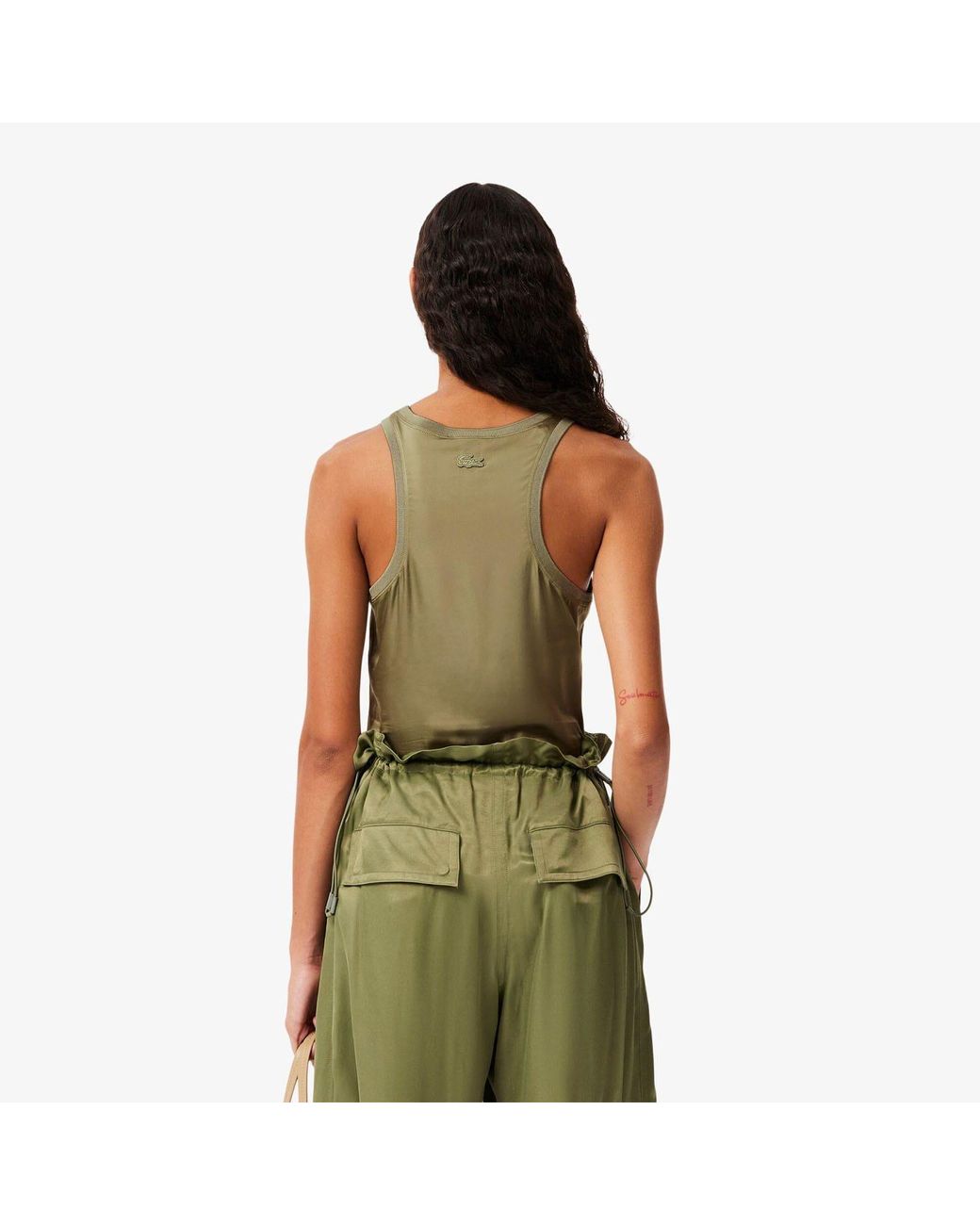 Lacoste Green Slim Fit Fluid Satin Tank Top