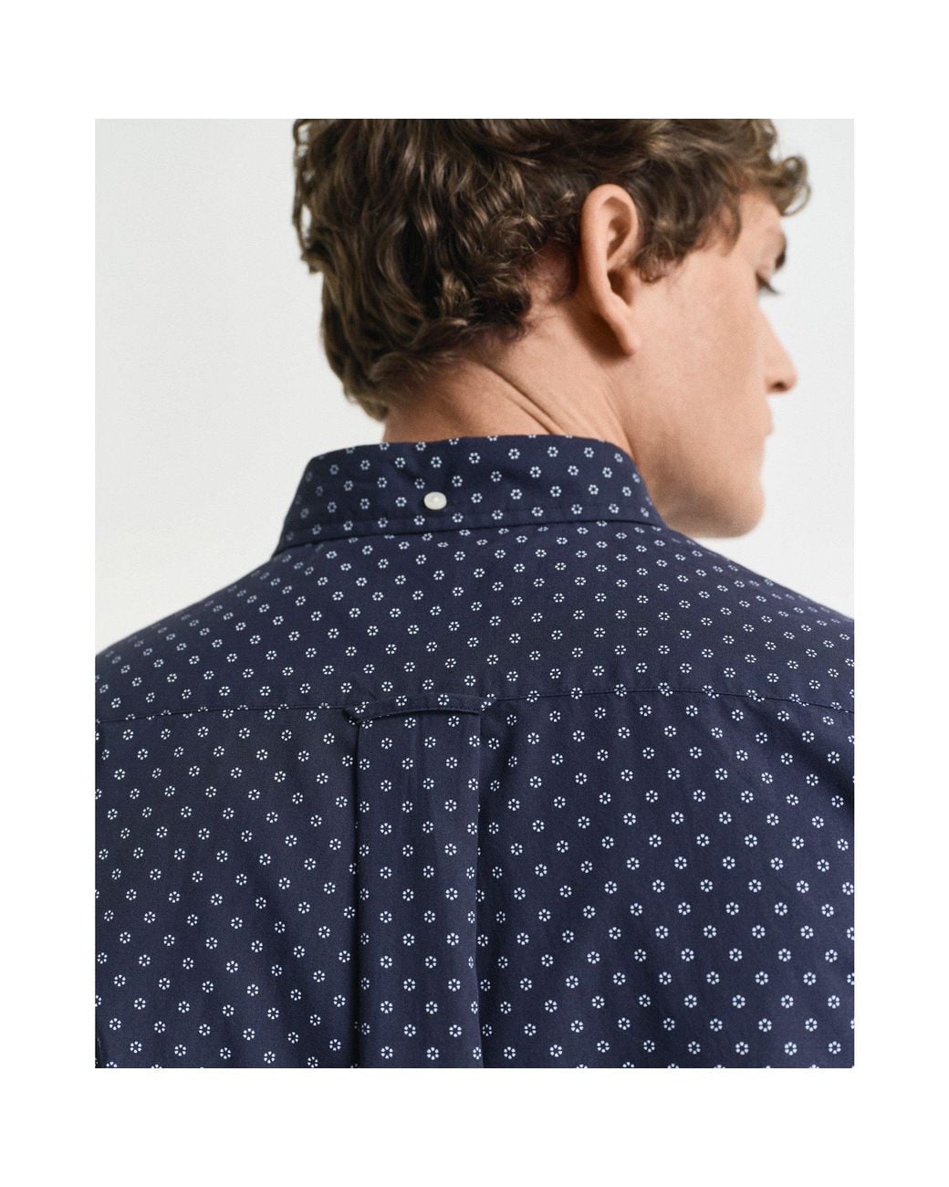 Gant Blue Micro Print Short Sleeve Shirt for men