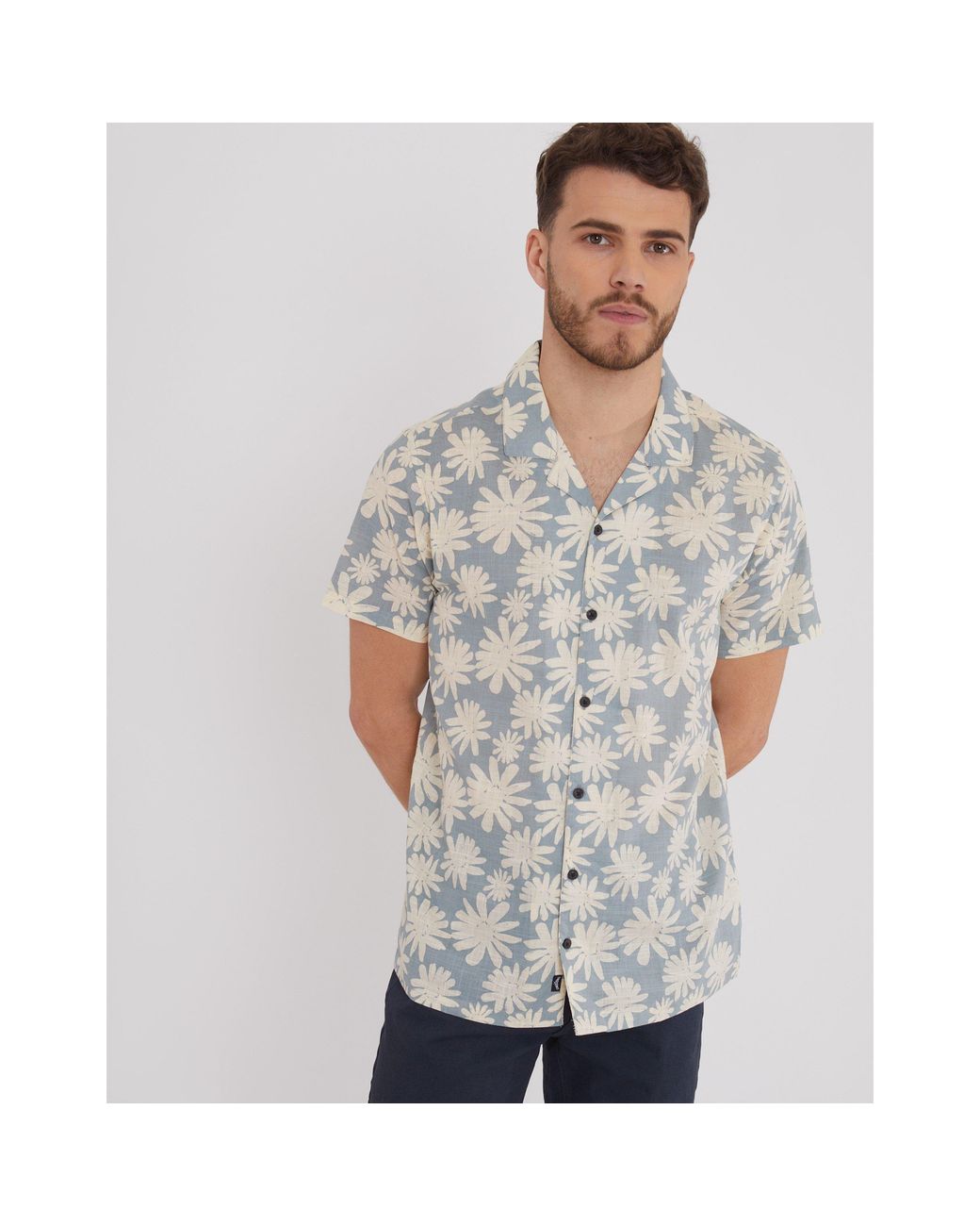 Threadbare Gray Northhal Short-Sleeve Patterned Shirt for men