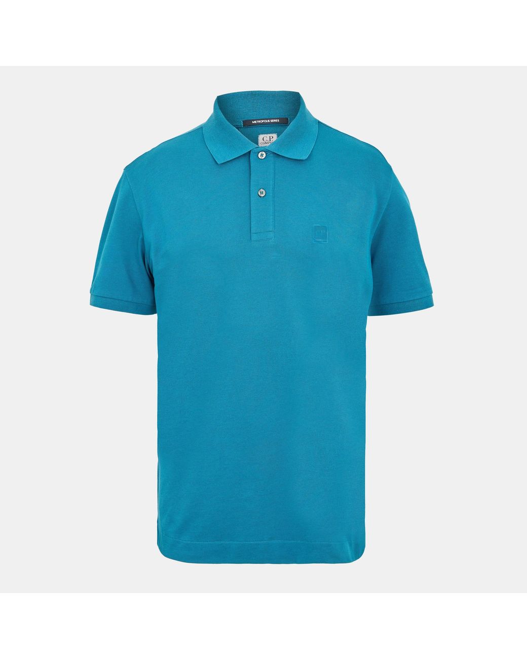 CP COMPANY METROPOLIS Blue Tipped Short Sleeve Polo Shirt for men