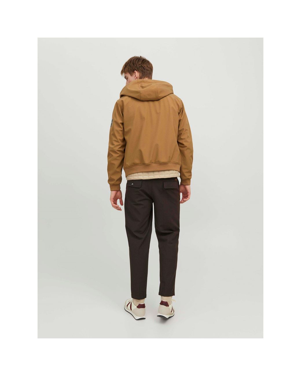 Jack & Jones Brown Zipped Hooded Softshell Jacket for men