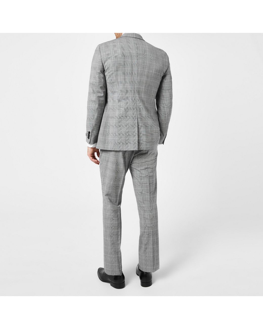Without Prejudice Gray Perrin Slim Fit Check Waistcoat for men
