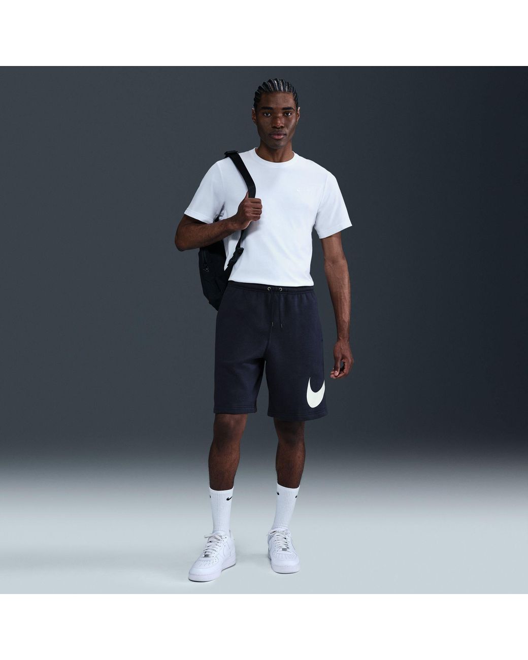 Nike Black Sportswear Club Graphic Shorts for men