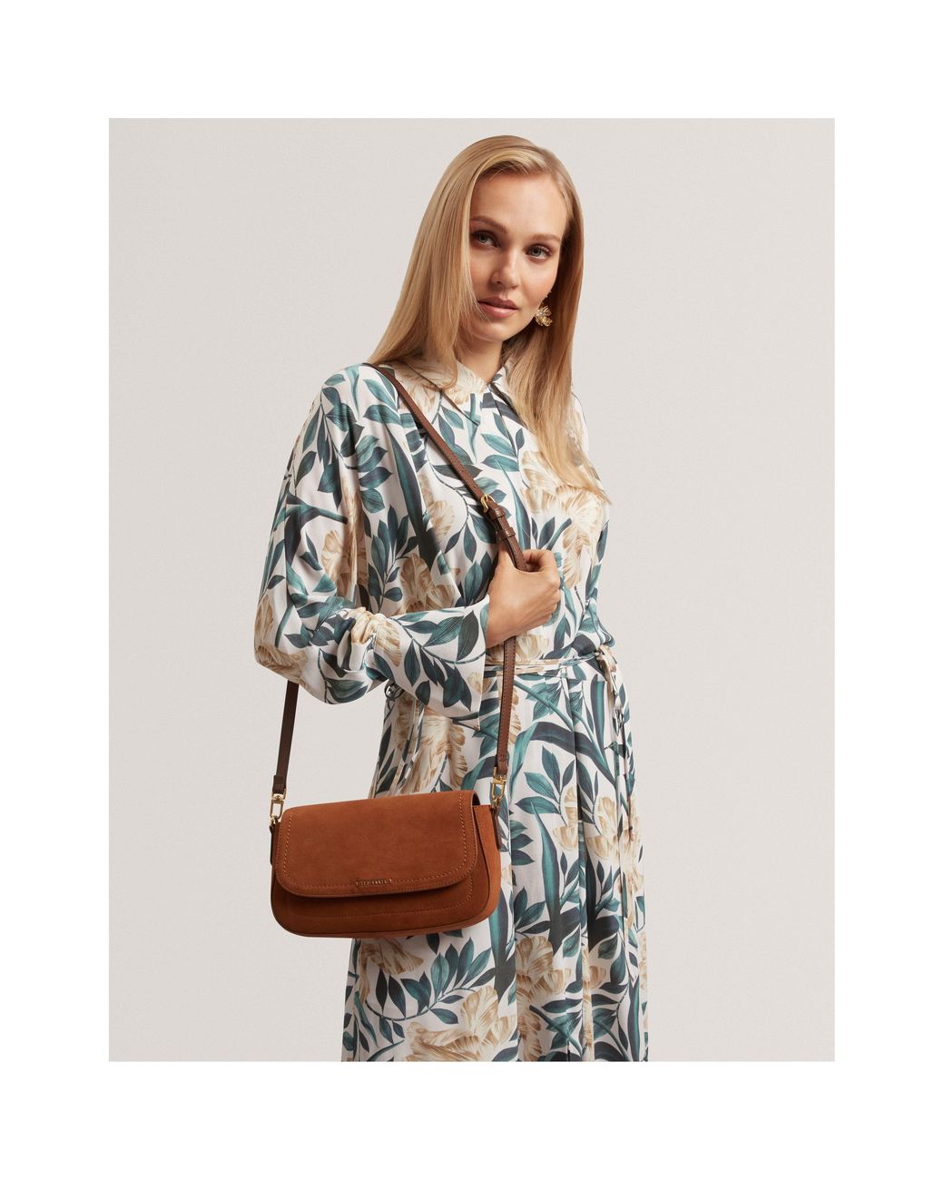 Ted Baker Brown Suede Crossbody Bag