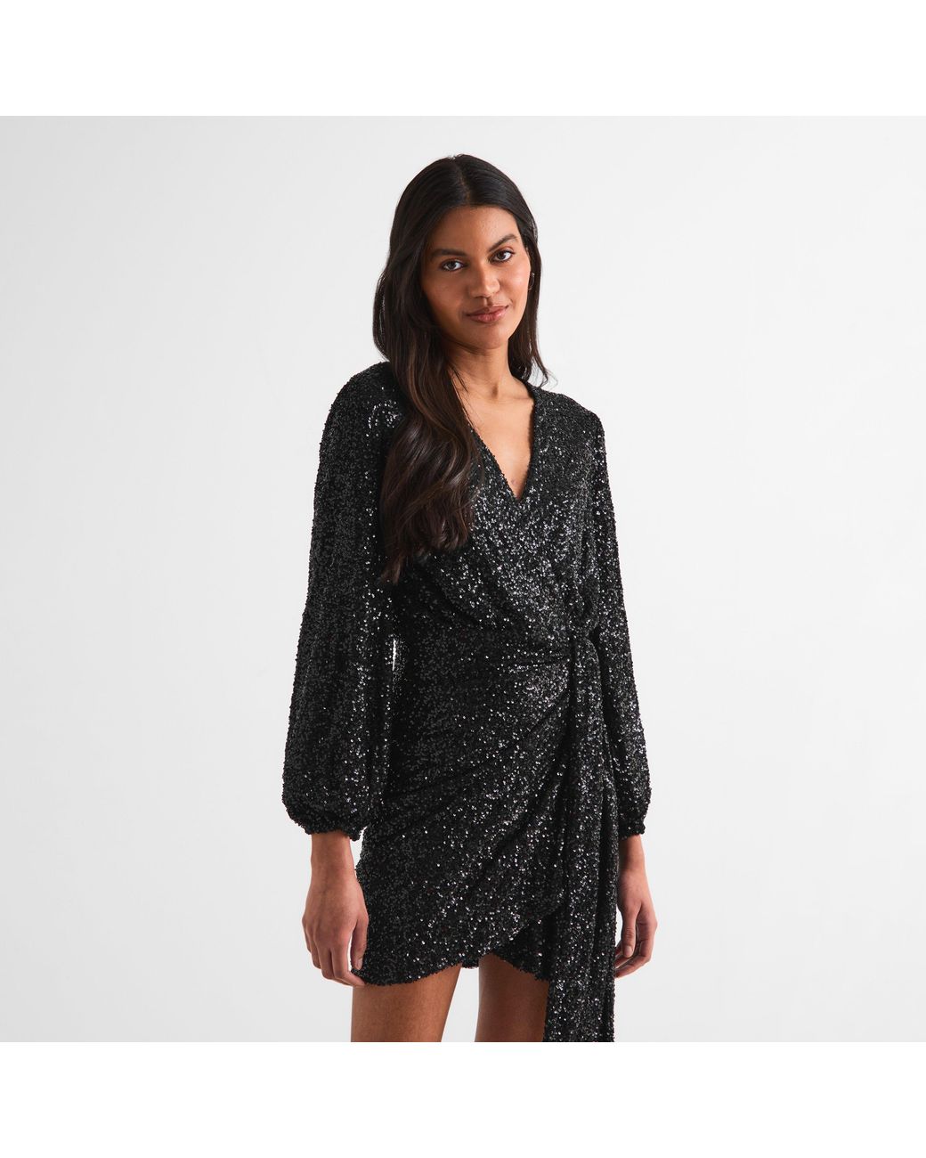 Never Fully Dressed Black Seq Vienna Wrap Dress