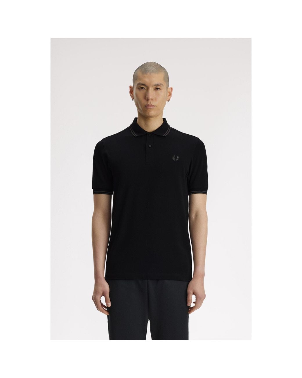 Fred Perry Black Short Sleeve Twin Tipped Polo Shirt for men