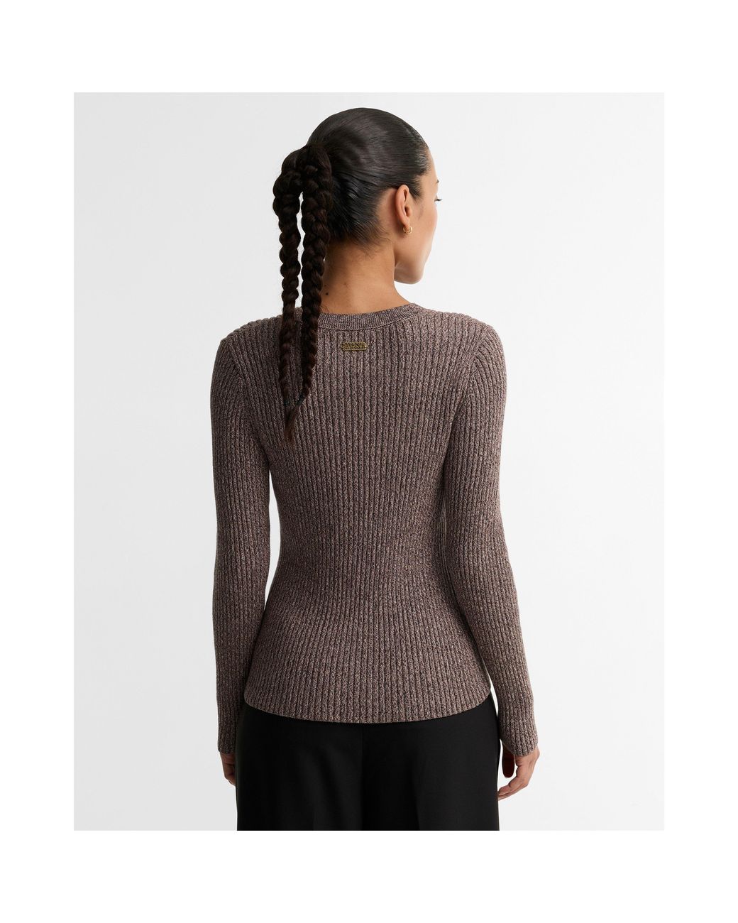 Barbour Gray Varano Cotton Crew-Neck Long-Sleeve Fine-Knit Slim-Fit Jumper