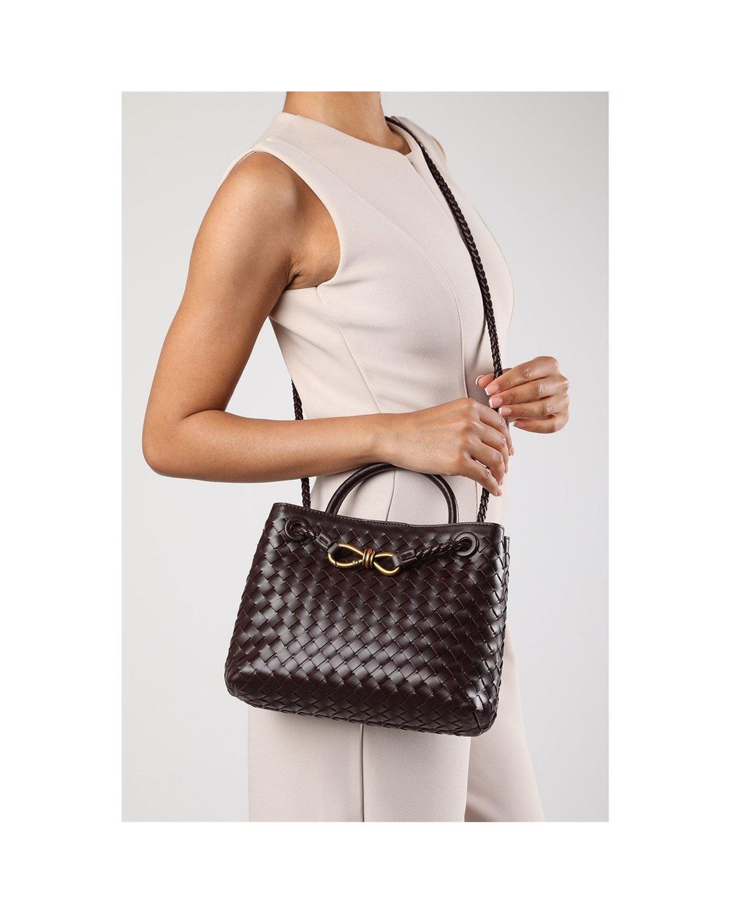 Where's That From Black Wheres Woven Leather Tote Bag With Detail