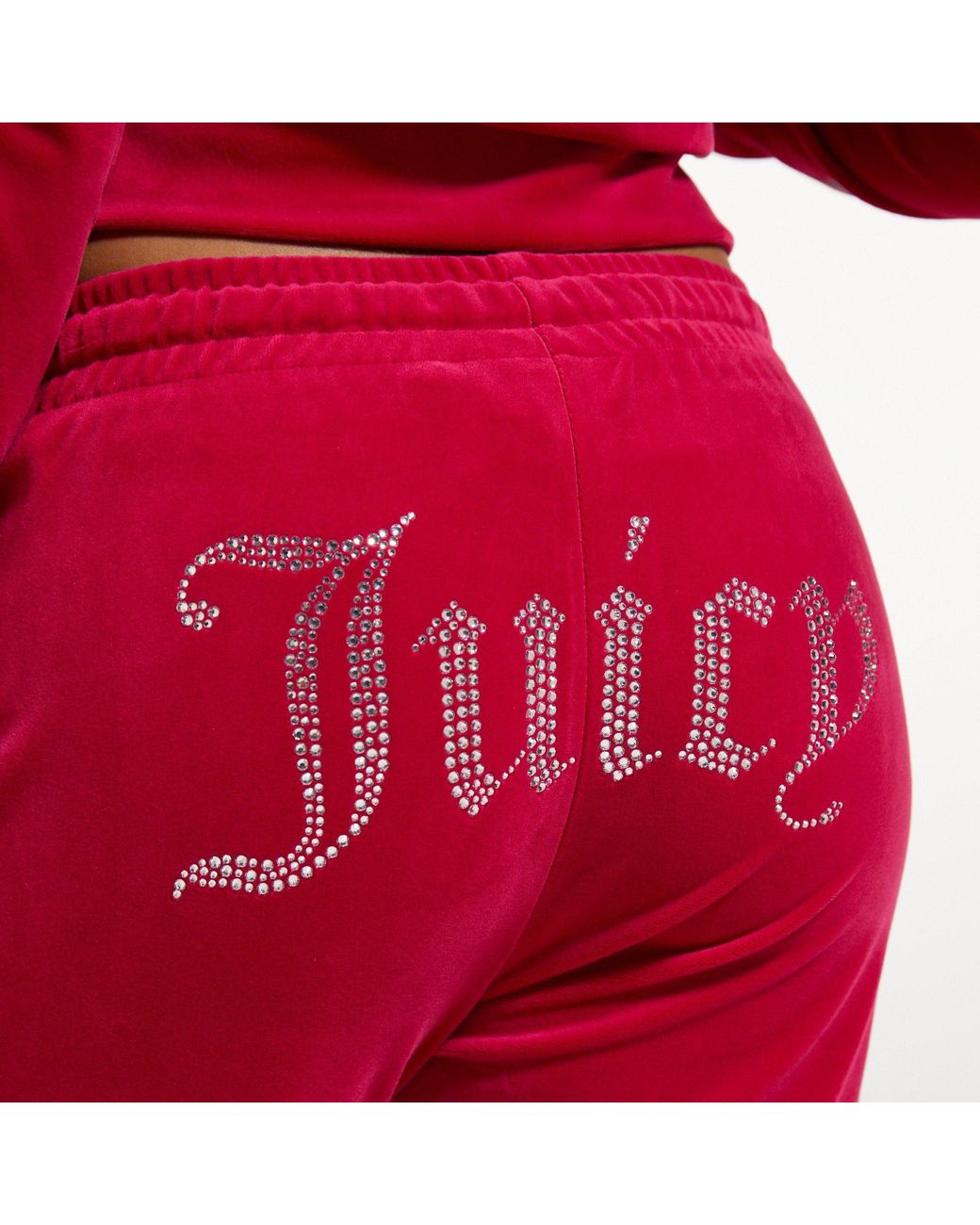 Juicy Couture Red Tina Track Pant Velour Joggers