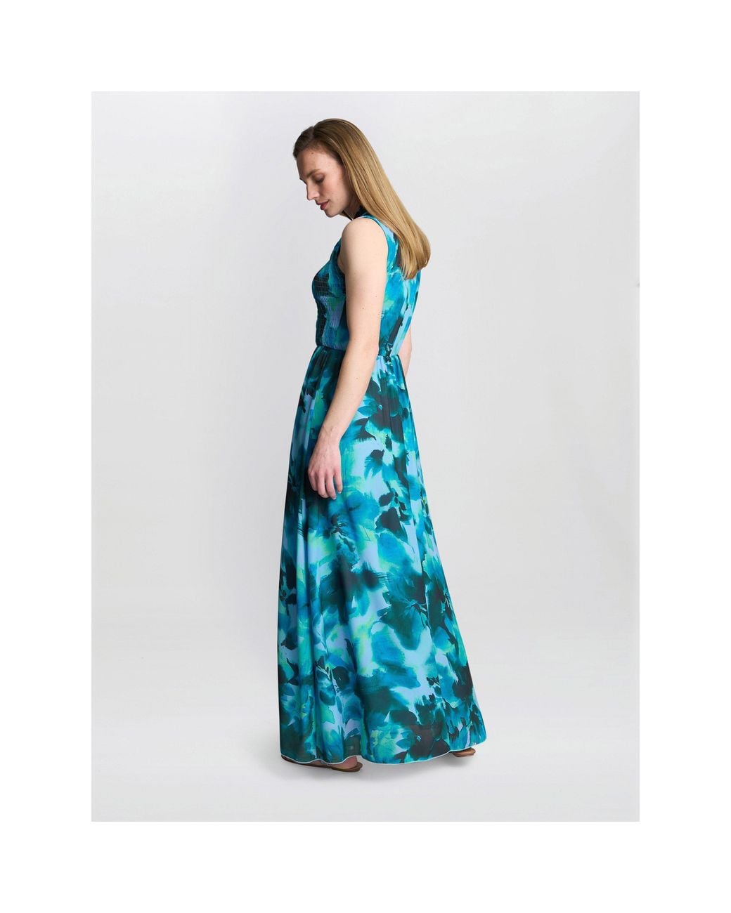 Gina Bacconi Blue Roxanna Sleeveless Shired Top Dress