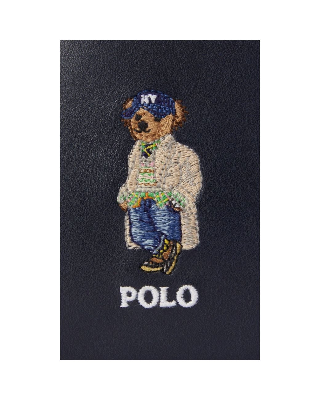 Polo Ralph Lauren Blue Polo Bear Medium Bifold Leather Wallet for men