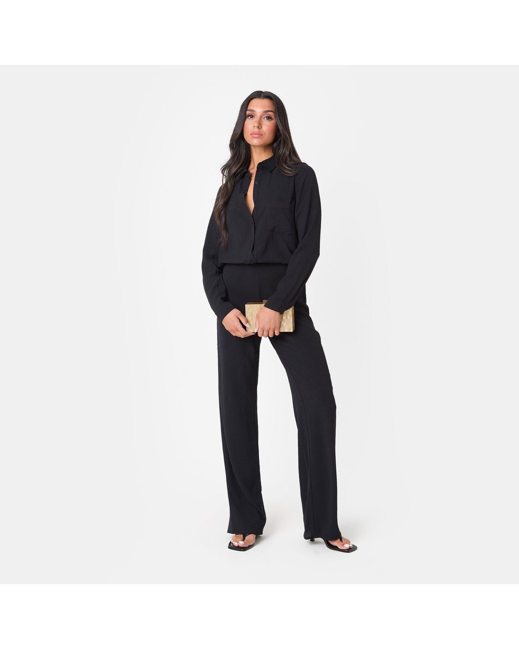 I Saw It First Black Soft Crepe Long Sleeve Shirt
