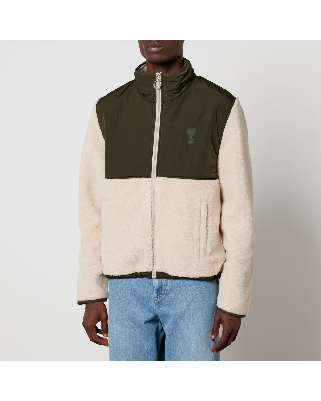 AMI Green Sherpa Zipped Jacket for men