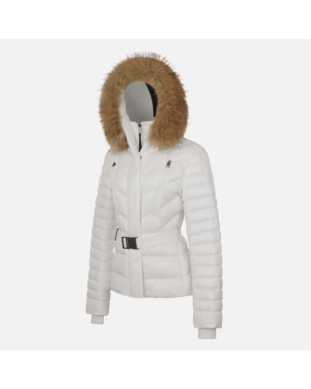 ARCTIC ARMY Gray Aurora Belted Hooded Long Sleeve Short Puffer Jacket