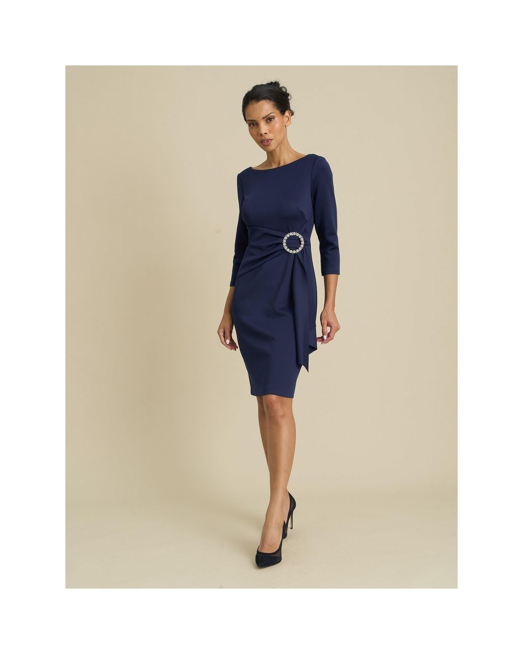 Gina Bacconi Blue Robi Embellished Waist Dress