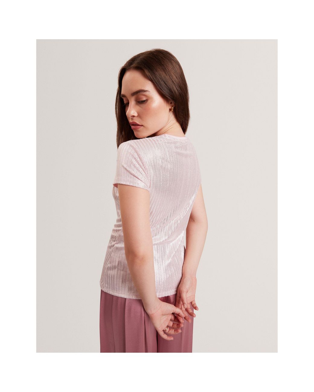 Ted Baker Pink Metallic Slim Fit T-Shirt