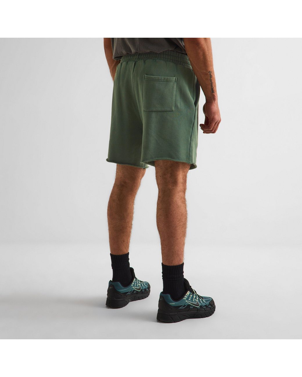God Made Green Fleece Jogger Shorts for men