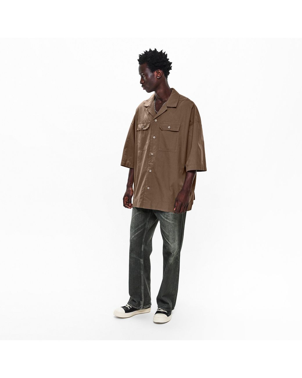 Rick Owens Brown Short Sleeve Plain Shirt for men