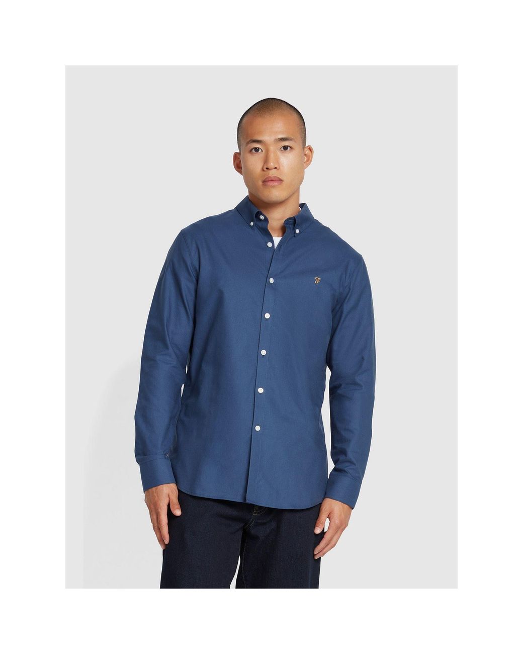 Farah Blue Oxford Long Sleeve Shirt for men