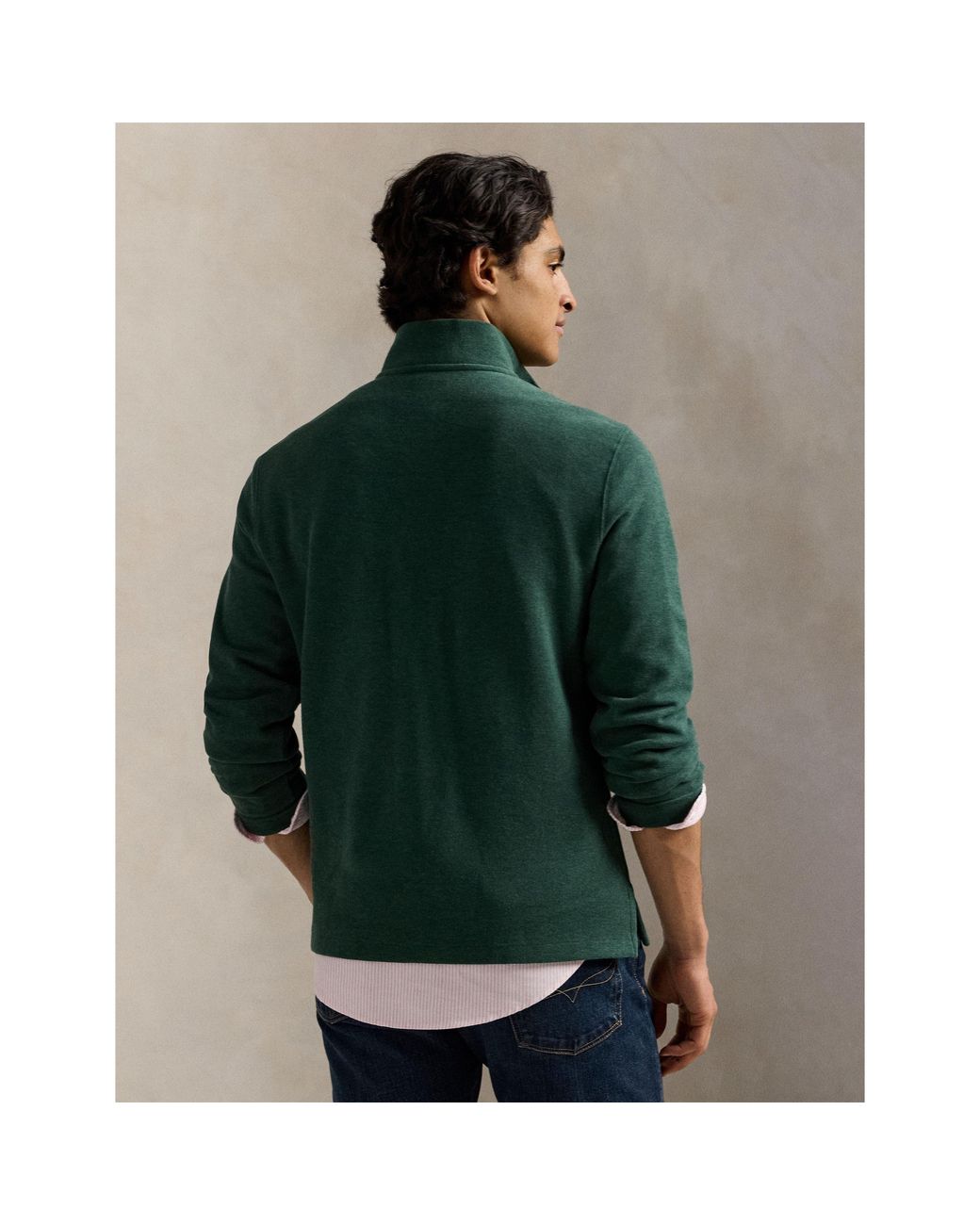 Polo Ralph Lauren Green Estate Fleece Quarter Zip Sweater for men