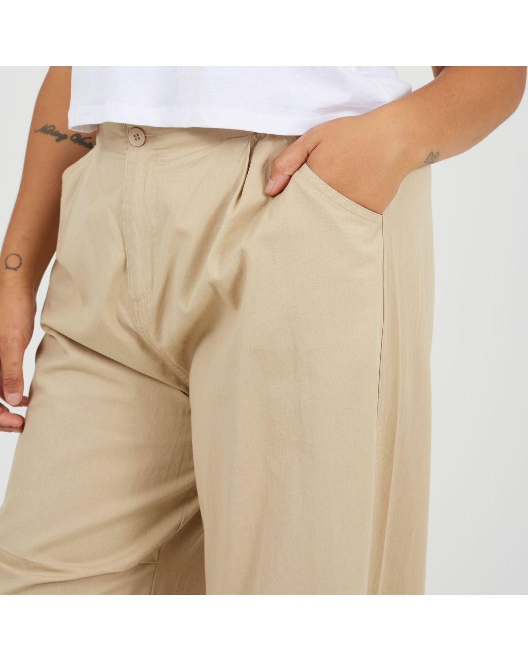 Brave Soul Natural Plus Size Utility Cargo Parachute Trousers