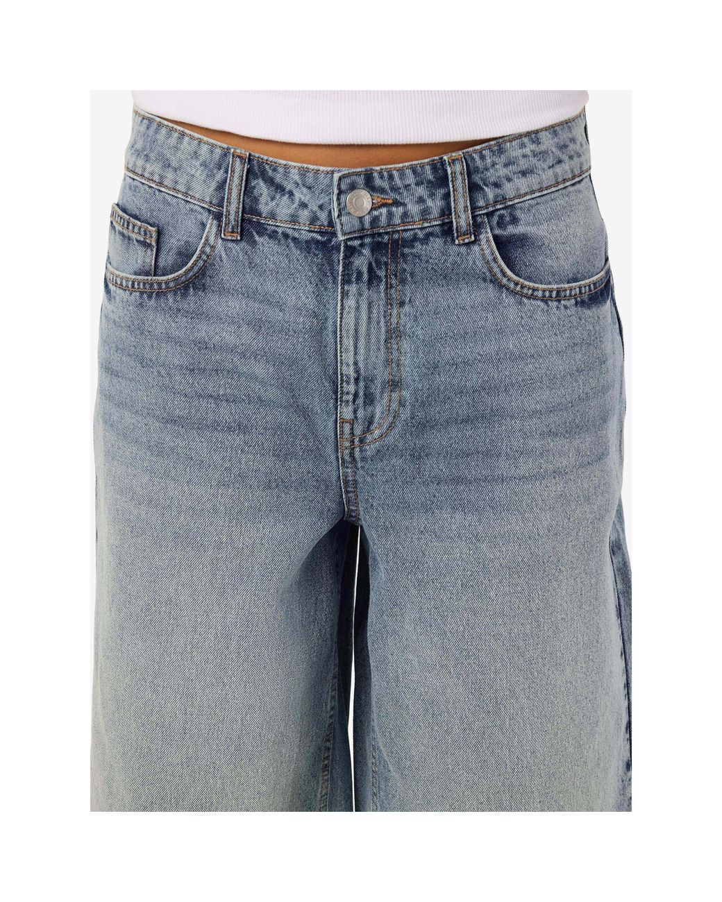 Noisy May Blue Mindie Cotton Bermuda Denim Shorts