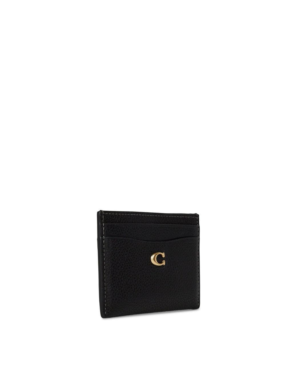 COACH Black Polished Pebble Leather Essential Card Case Handbags