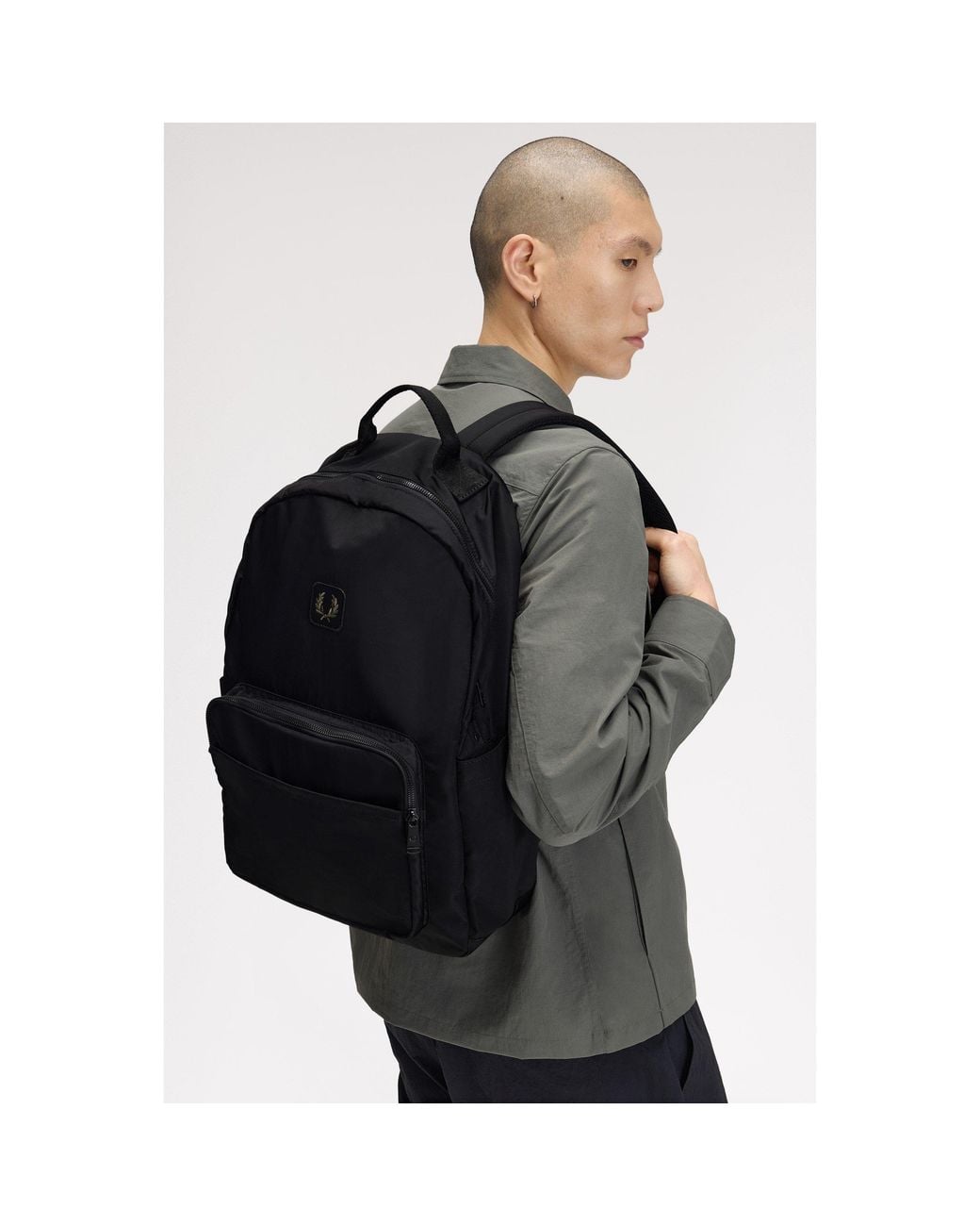 Fred Perry Black Logo Backpack for men