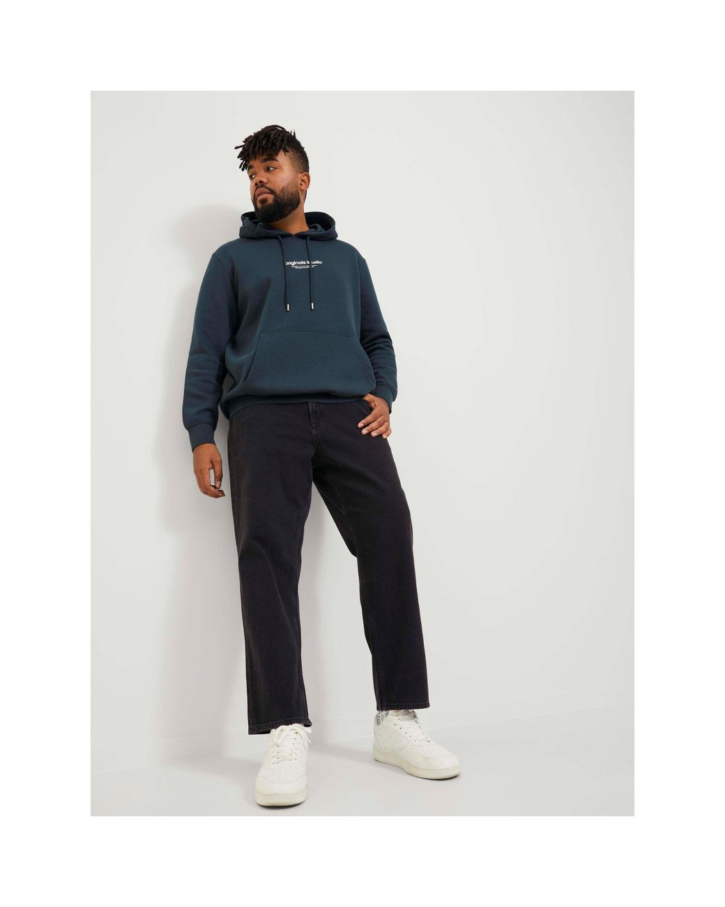 Jack & Jones Blue Chris Plus Size Wide Leg Jeans for men
