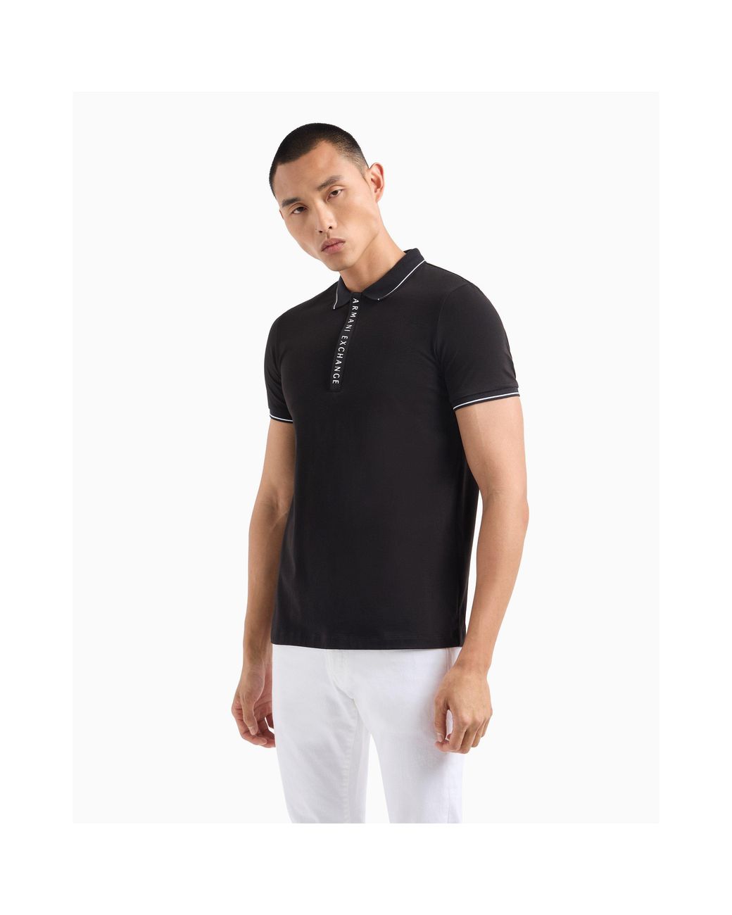 ARMANI EXCHANGE Black Polo for men
