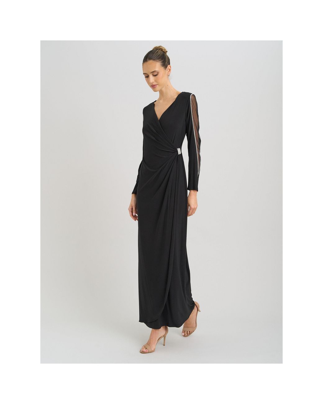 Gina Bacconi Black Stefanie Long Sleeve Maxi Dress
